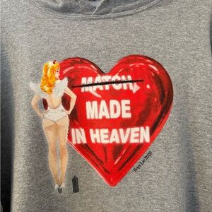 BOYS LIE Grey Graphic Hoodie Sweatshirt One Size